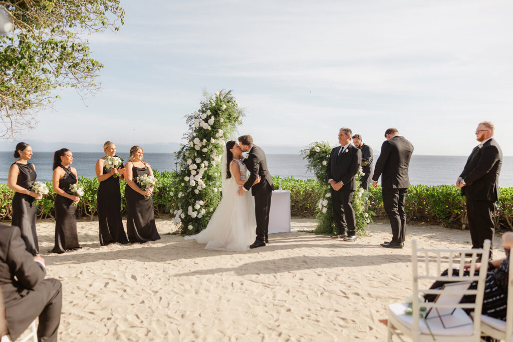 bride and groom photos during ceremony