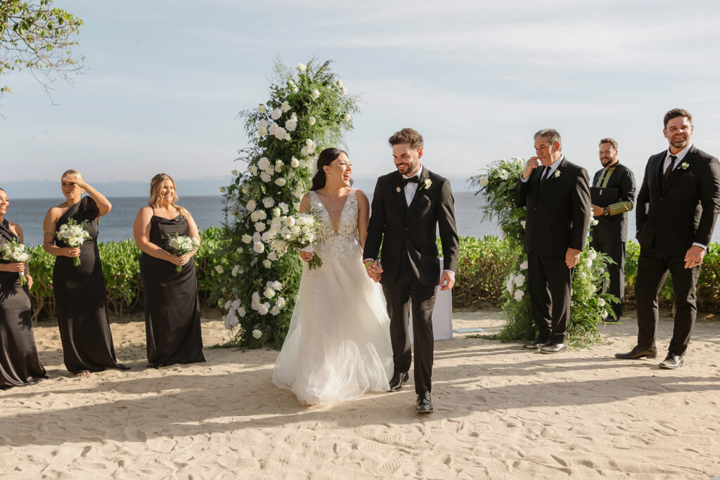 bride and groom photos during ceremony