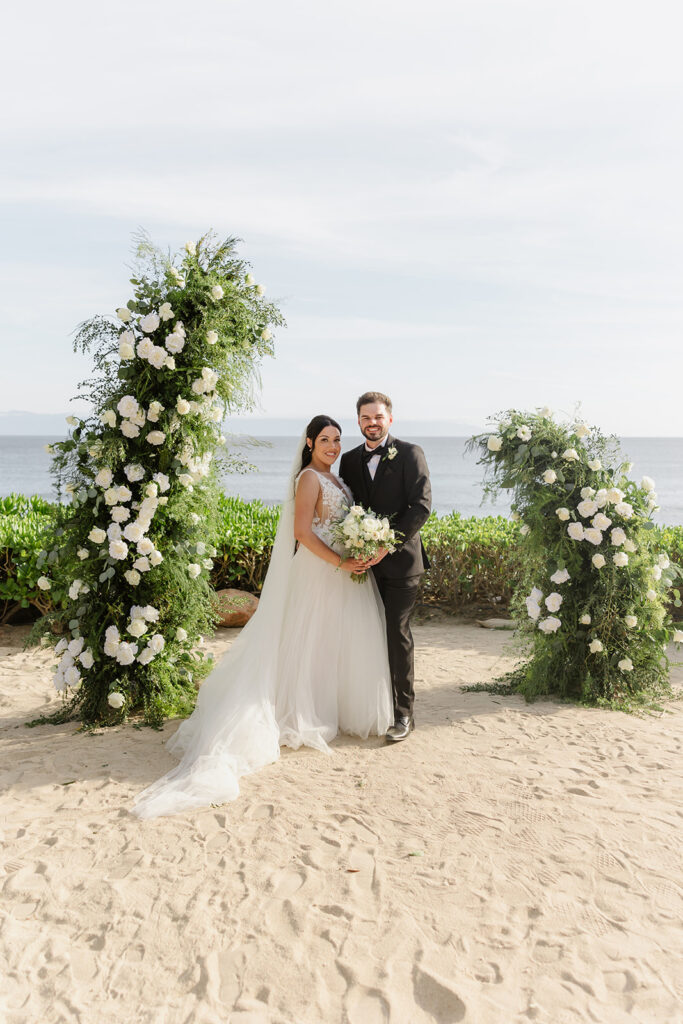 bride and groom photos during ceremony