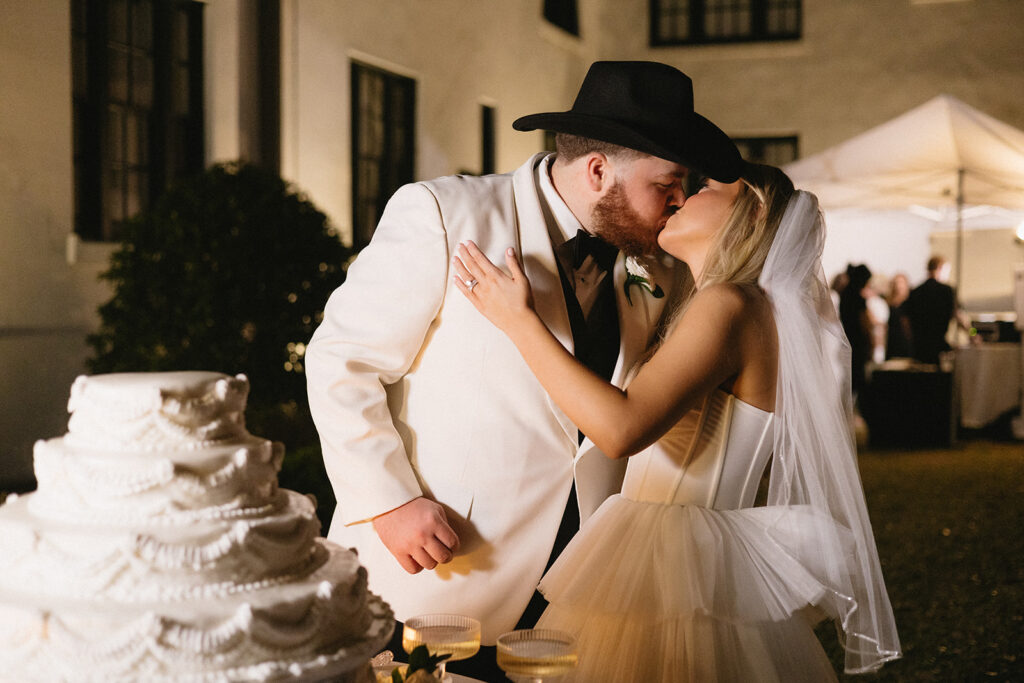 bride and groom at reception | A Dreamy Southern Charm Spanish Moss Wedding