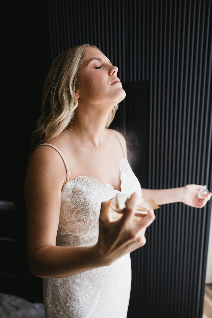 bride getting ready on her wedding day