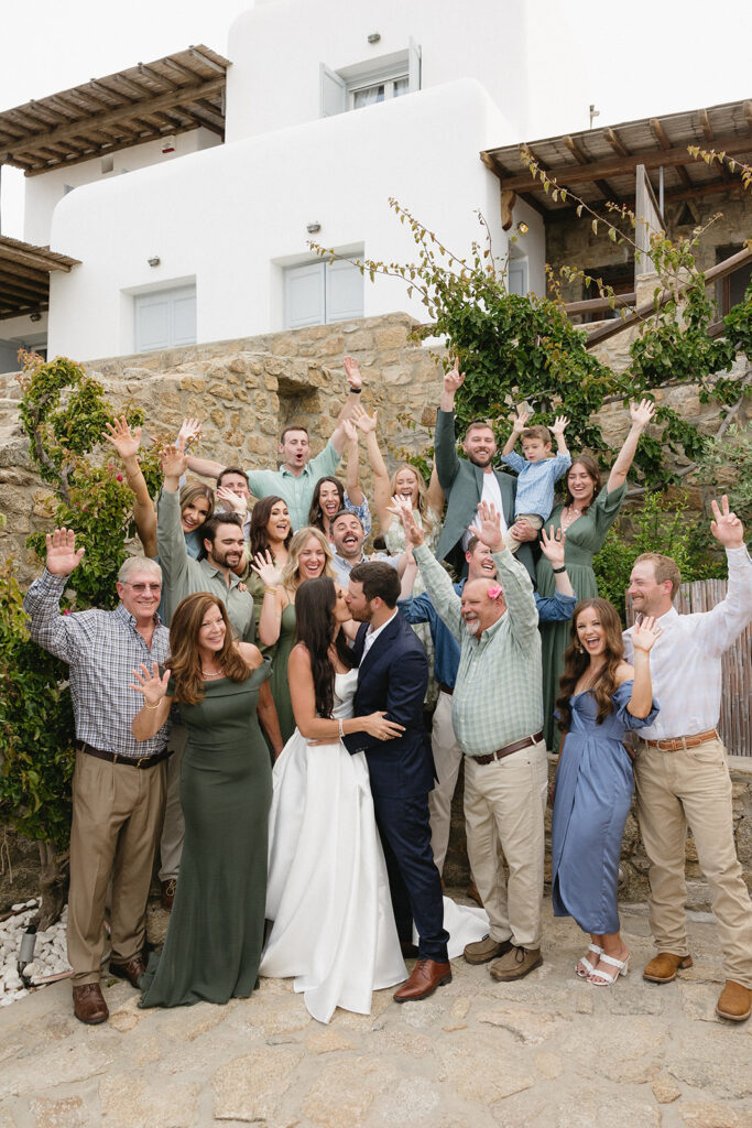 couple posing in greece for wedding photos
