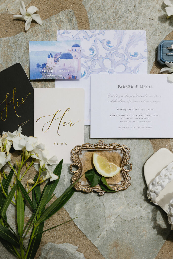 details for a destination wedding in greece
