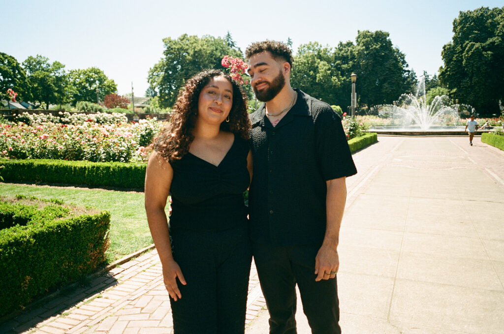 a rose garden couples photoshoot
