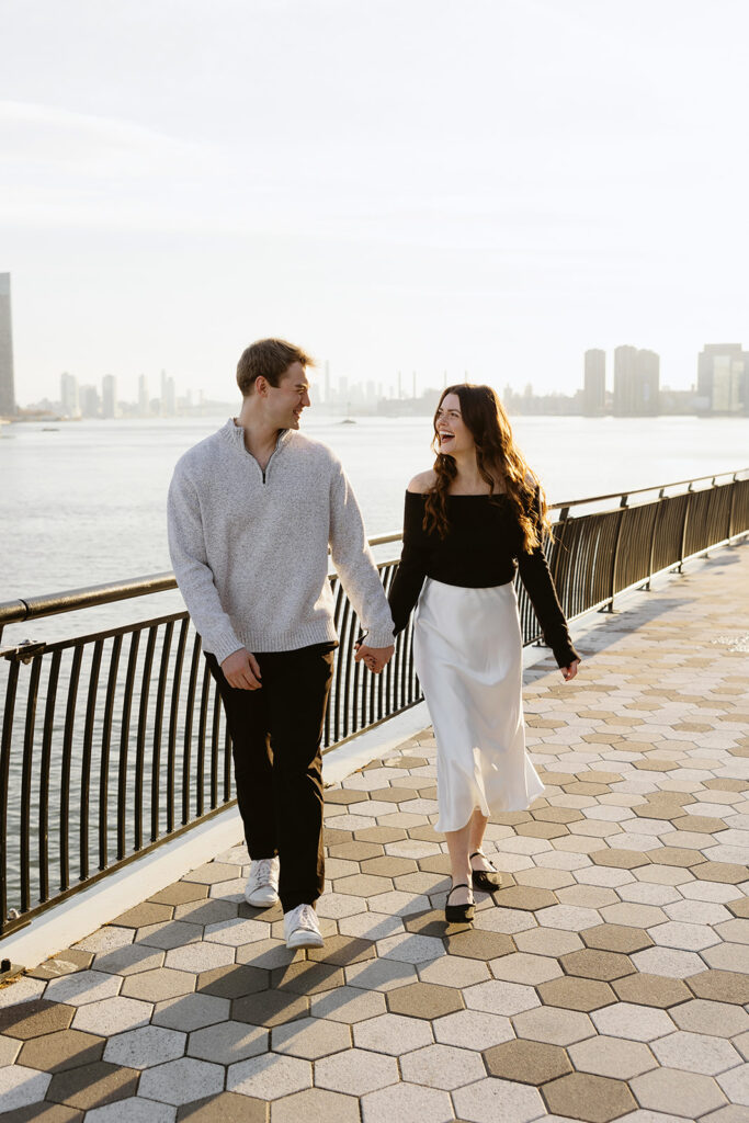 Capturing a sweet and spontaneous moment between a newly engaged couple during their photo session in NYC.
