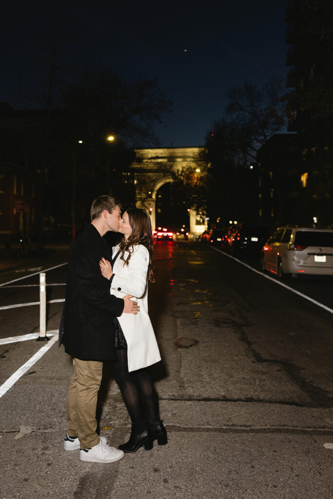 Capturing a sweet and spontaneous moment between a newly engaged couple during their photo session in NYC.
