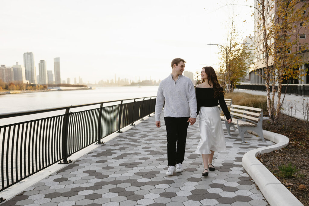 Capturing a sweet and spontaneous moment between a newly engaged couple during their photo session in NYC.
