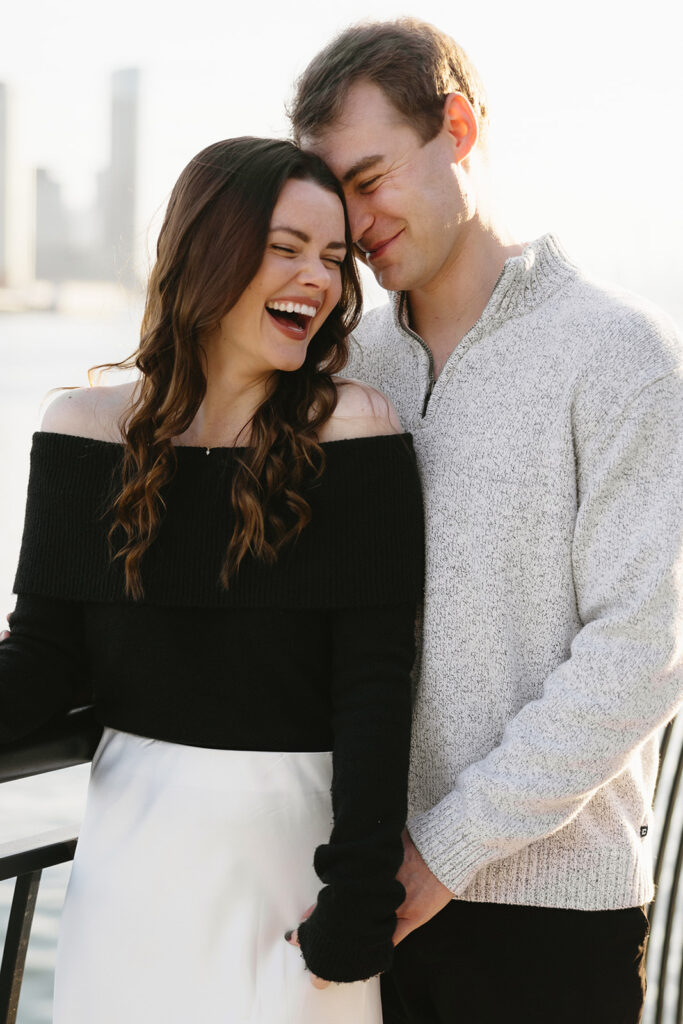 Capturing a sweet and spontaneous moment between a newly engaged couple during their photo session in NYC.
