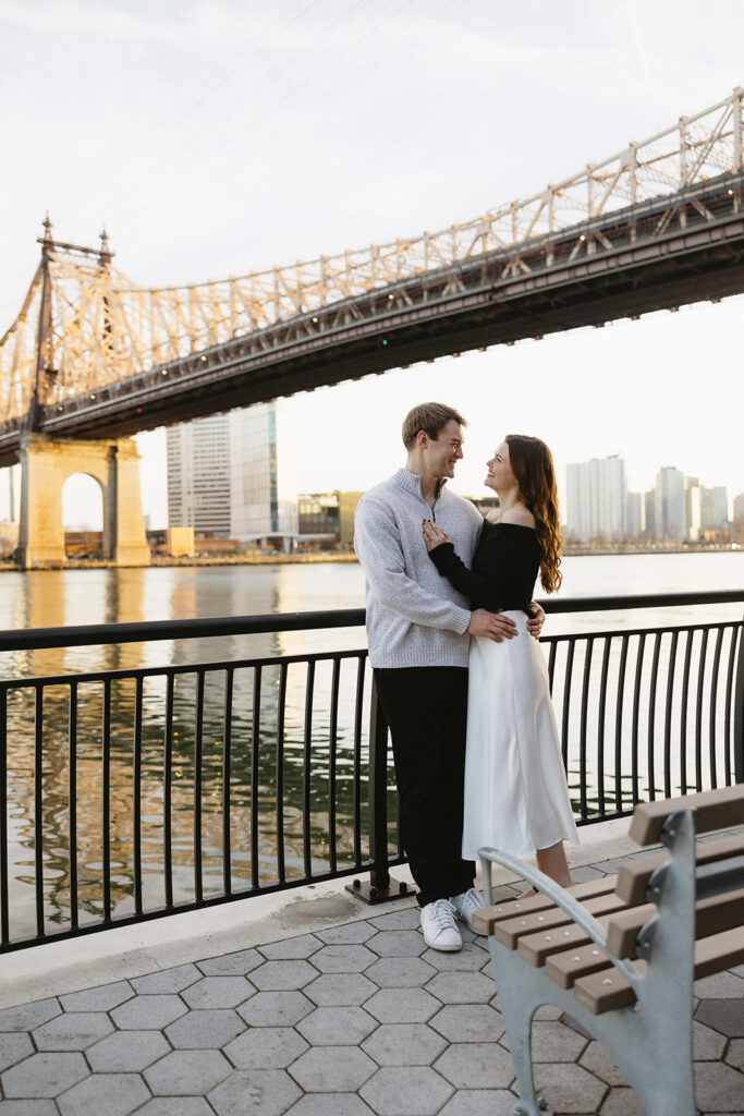 Capturing a sweet and spontaneous moment between a newly engaged couple during their photo session in NYC.
