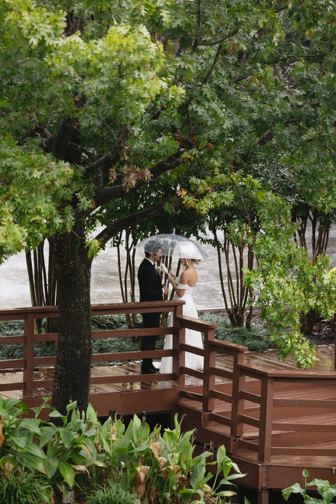 A beautiful wedding day in the rain, featuring genuine moments and documentary-style photography in Houston.
