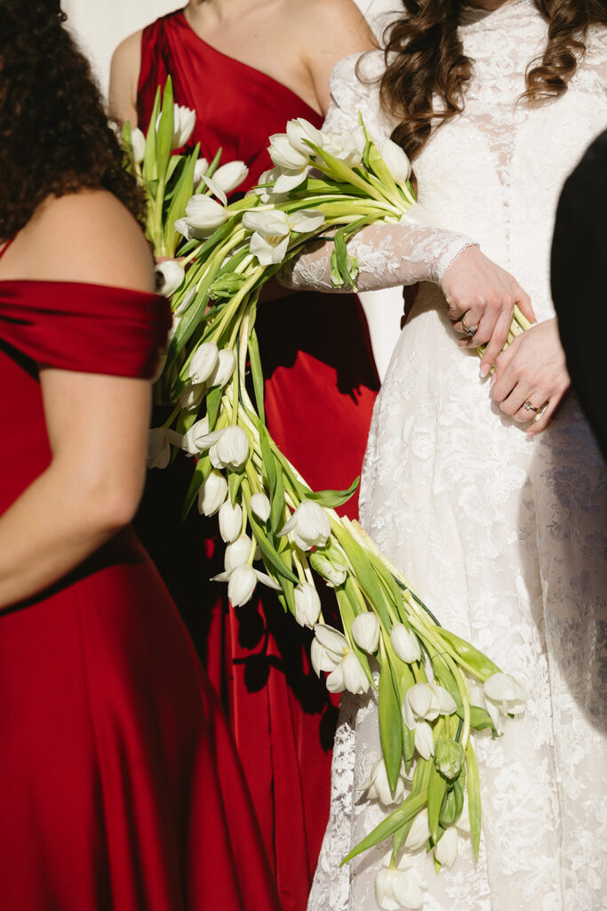 Couple posing for romantic wedding portraits
