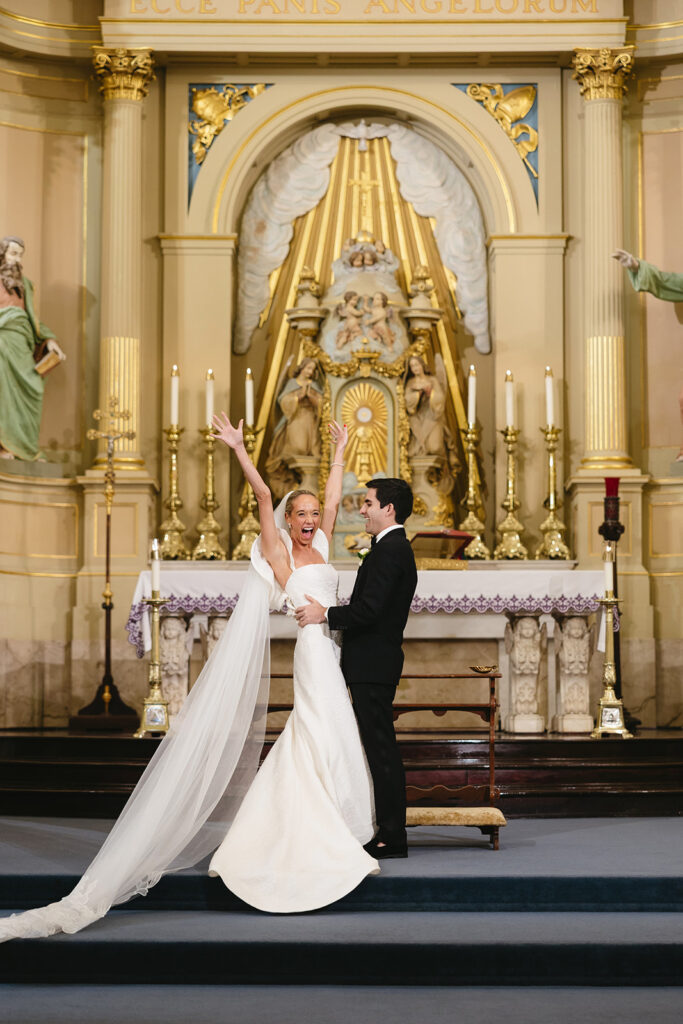 Bride and groom on their wedding day
