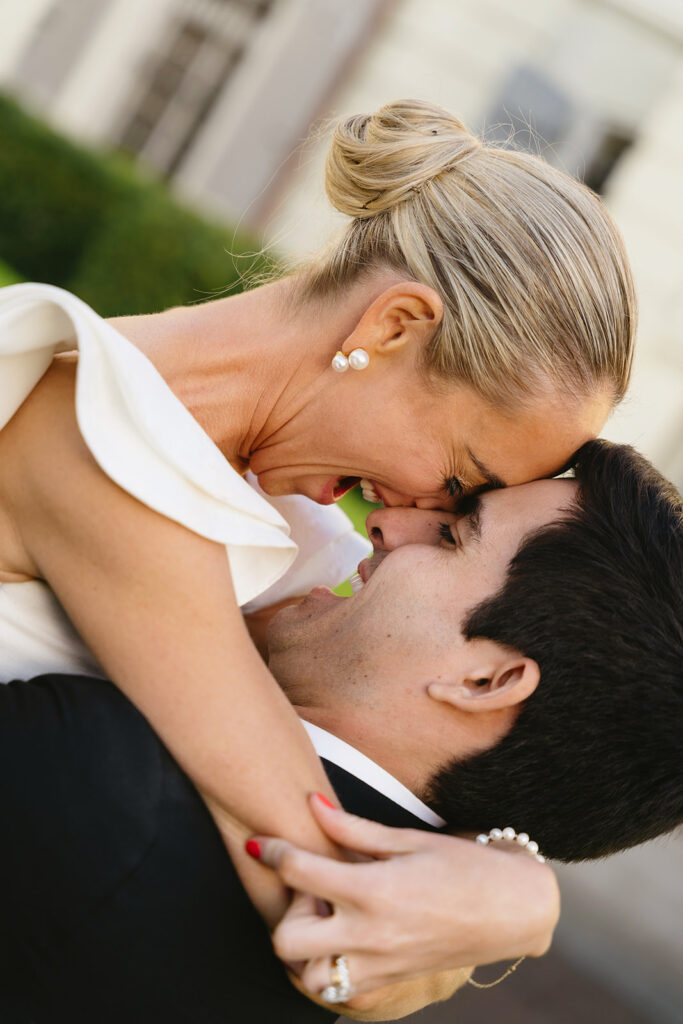 Bride and groom on their wedding day
