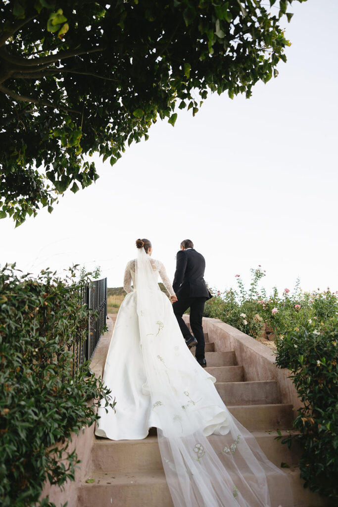 Candid photo of couple on their wedding day
