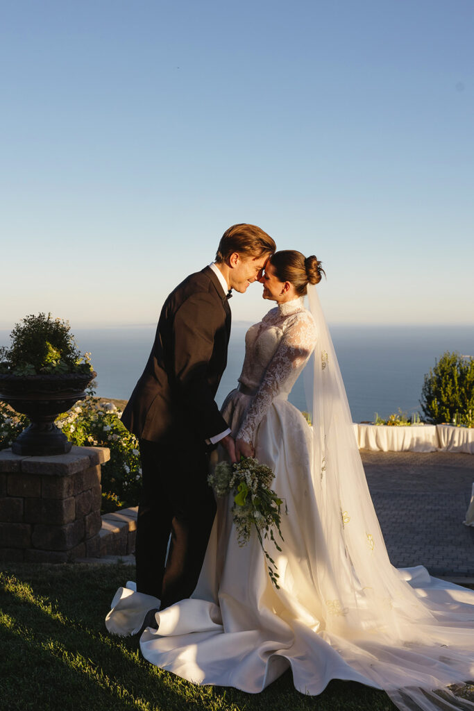 Candid photo of couple on their wedding day