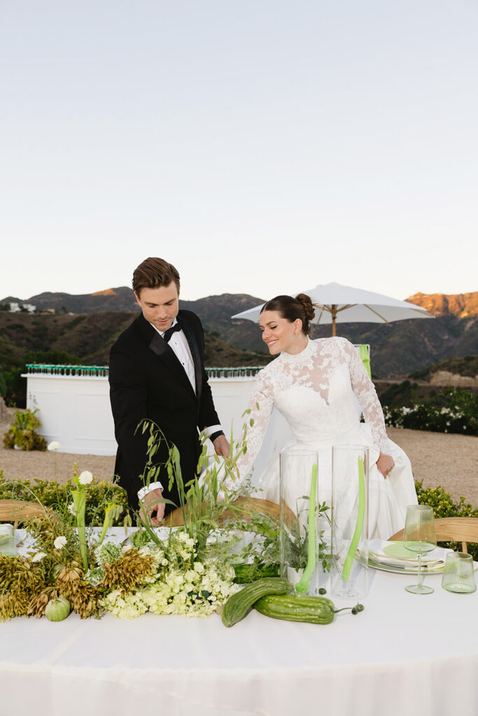 Candid photo of couple on their wedding day
