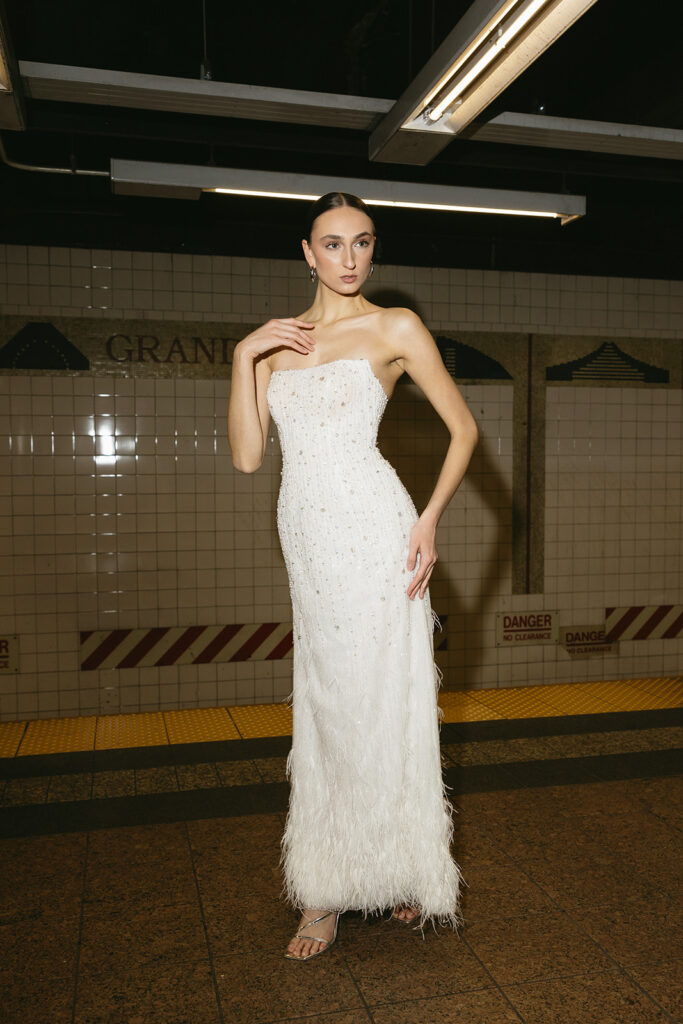 A NYC subway photoshoot with a bride.