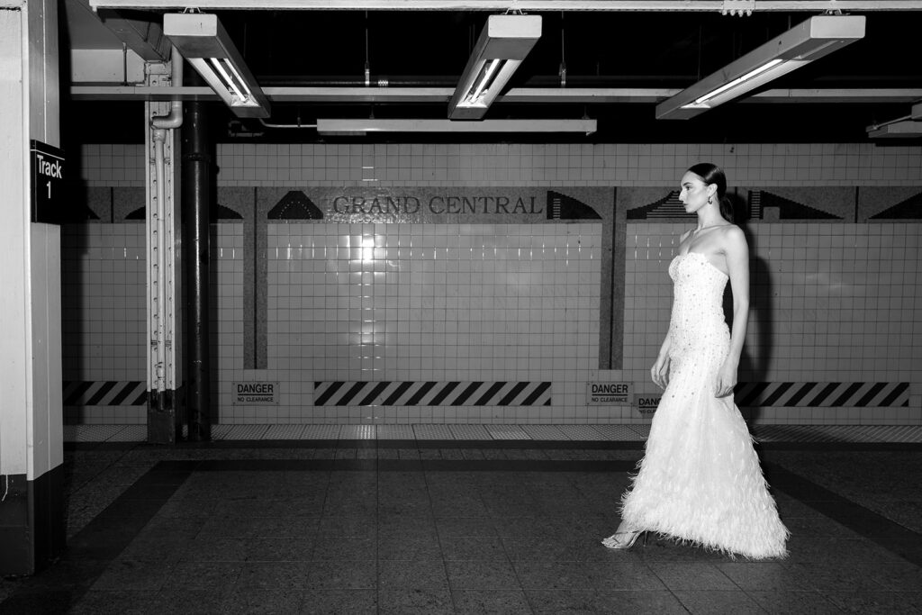 Bridal portraits in the new york subway