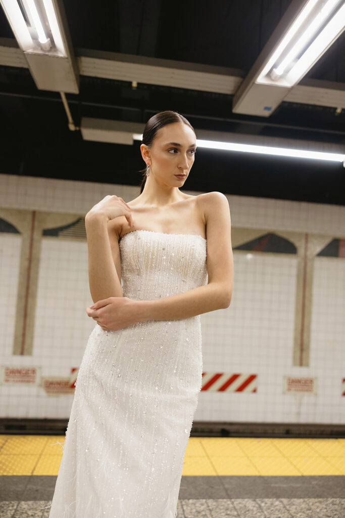 A NYC subway photoshoot with a bride.