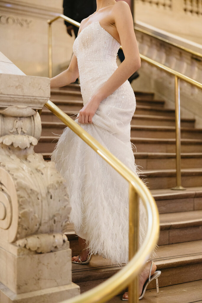 Bride posing for photos at grand central