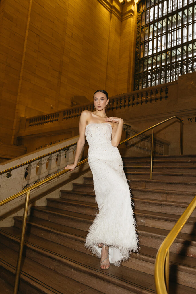 Bride posing for photos at grand central