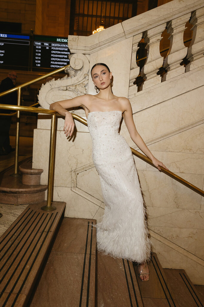 Bride posing for photos at grand central