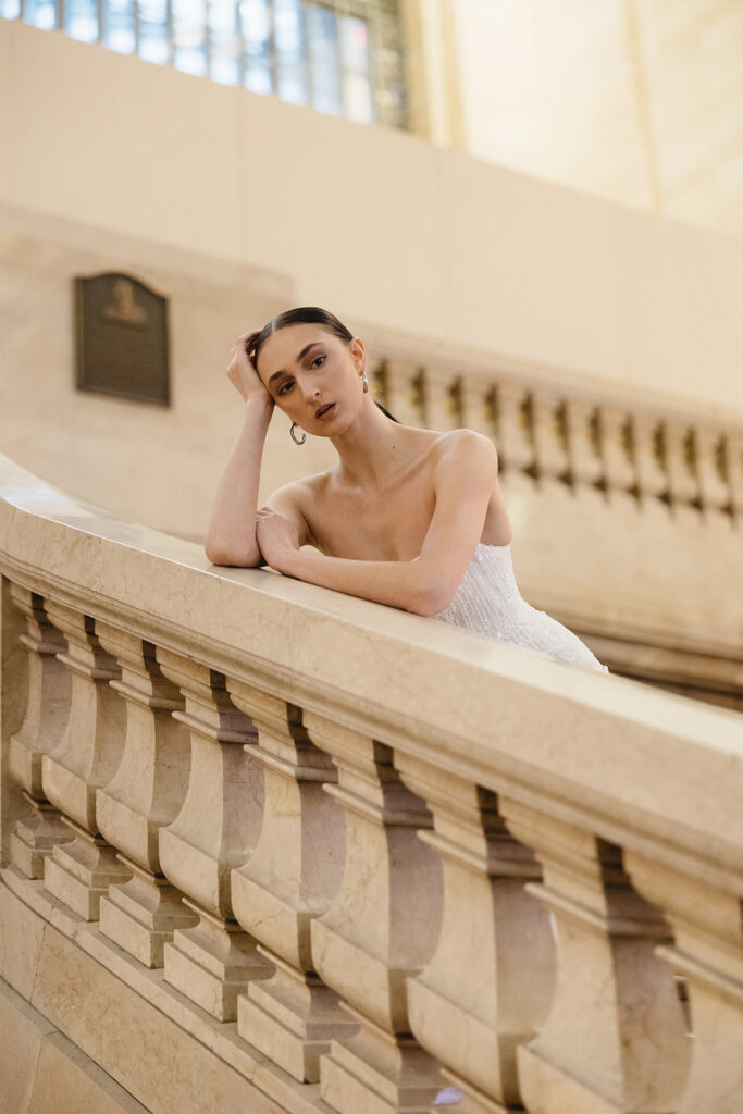 Bride posing for photos at grand central