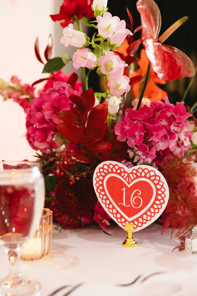 Valentines day wedding details including florals and stationery
