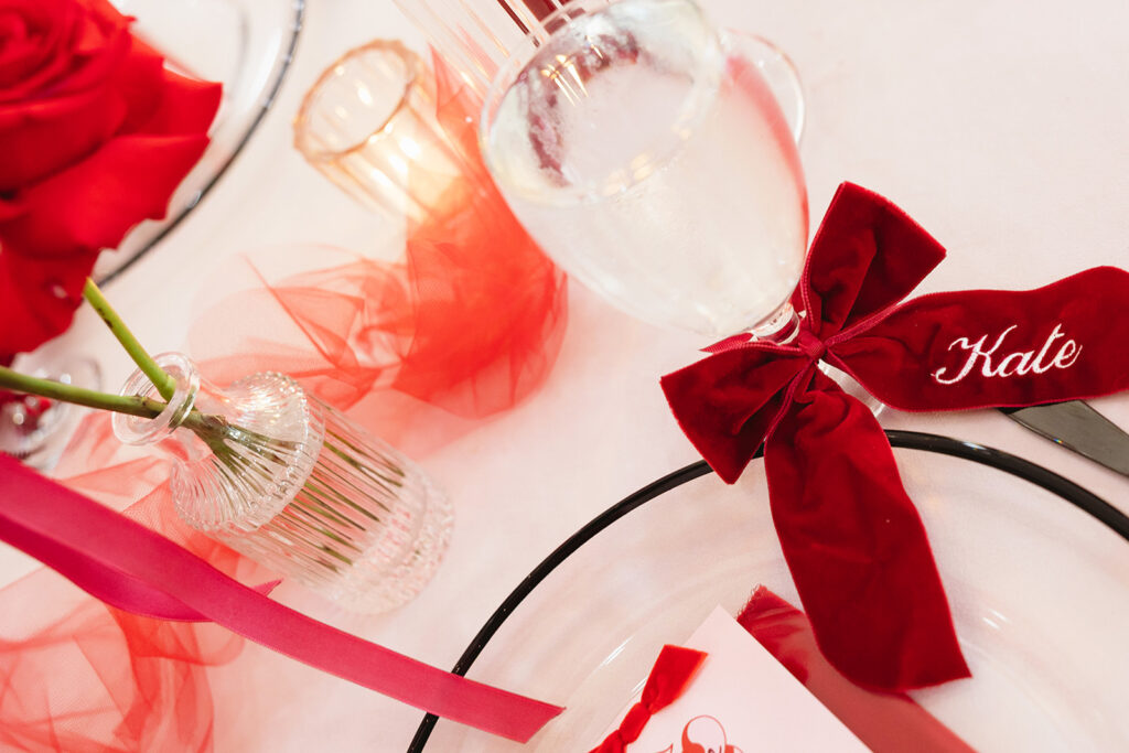 Valentines day wedding table decor