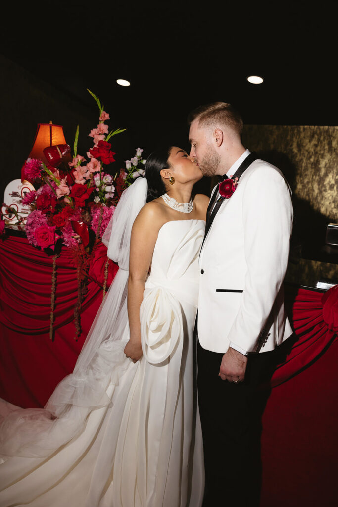 Valentines day wedding details including florals and stationery
