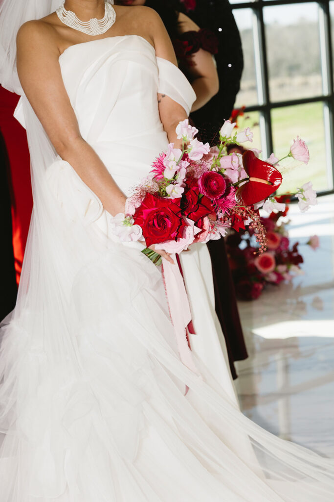 Valentines day wedding details including florals and stationery
