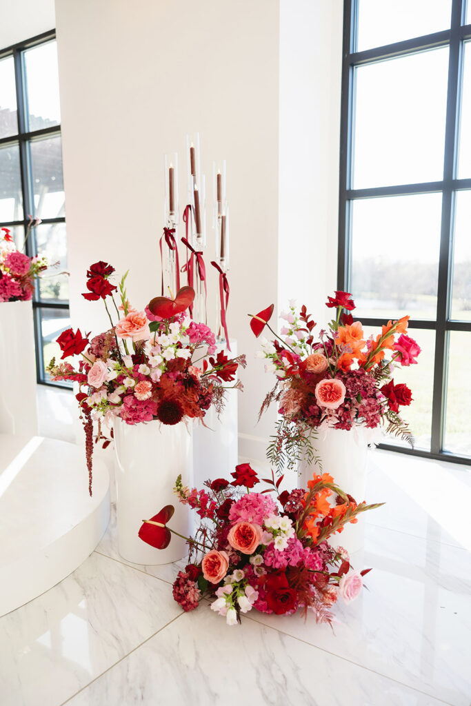 Valentines day wedding details including florals and stationery
